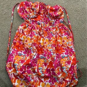 Vibrant Floral Drawstring Dress